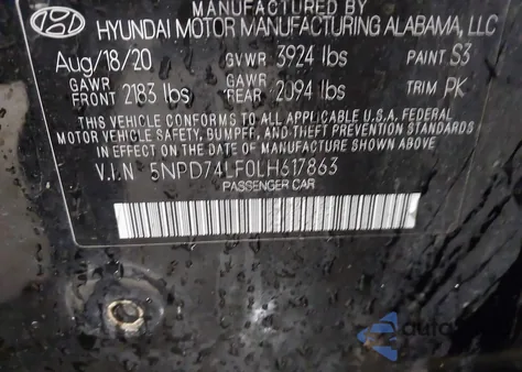 2020 Hyundai Elantra Se из США, поврежденный, VIN 5NPD74LF0LH617863